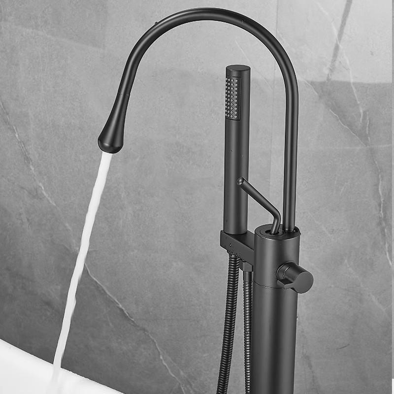 Brass Floor Standing Black Bathroom Bathtub Faucet + Handheld Shower Free Standing Chrome Luxury Grey BathTub Faucet Mixer Taps