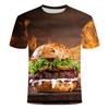 Summer Round Neck 3D Burger Print Top Fashionable Casual Fun Short Sleeved Men's and  Women's Unisex T-shirts