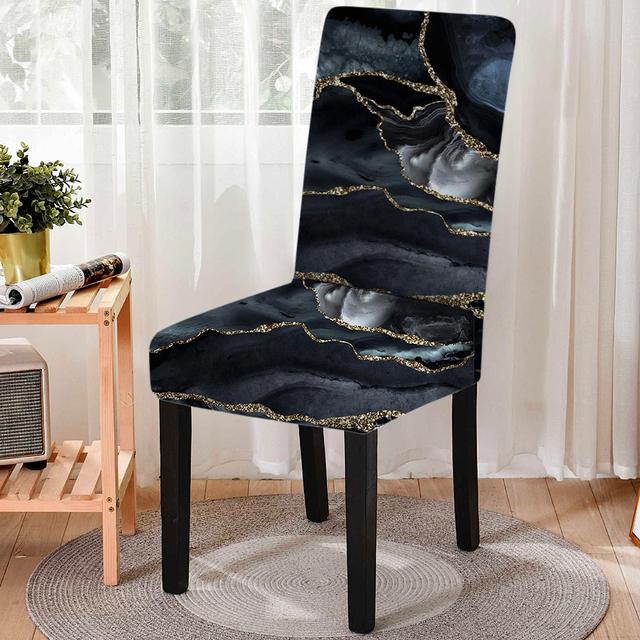 

Мраморный узор, антигрязный чехол для обеденного стула «все включено», домашние пыленепроницаемые кухонные табуреты для банкета, декора комнаты ресторана Universal Size