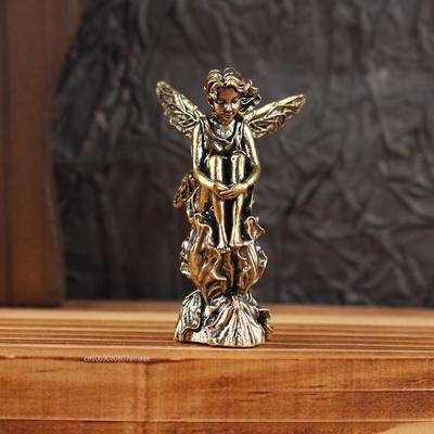 Retro Miedziany Bóg Miłości Kupidyn Statua Małe Ozdoby Mosiężne Figurki Aniołów Dekoracje Pulpitu Akcesoria Wystrój Domu do Pokoju