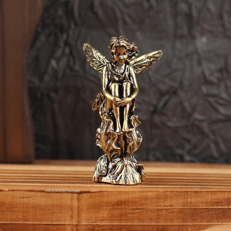 Retro měděná socha boha lásky Socha Amora Malé ozdoby Mosazné figurky andělů Dekorace na plochu Domácí dekorace Příslušenství do pokoje