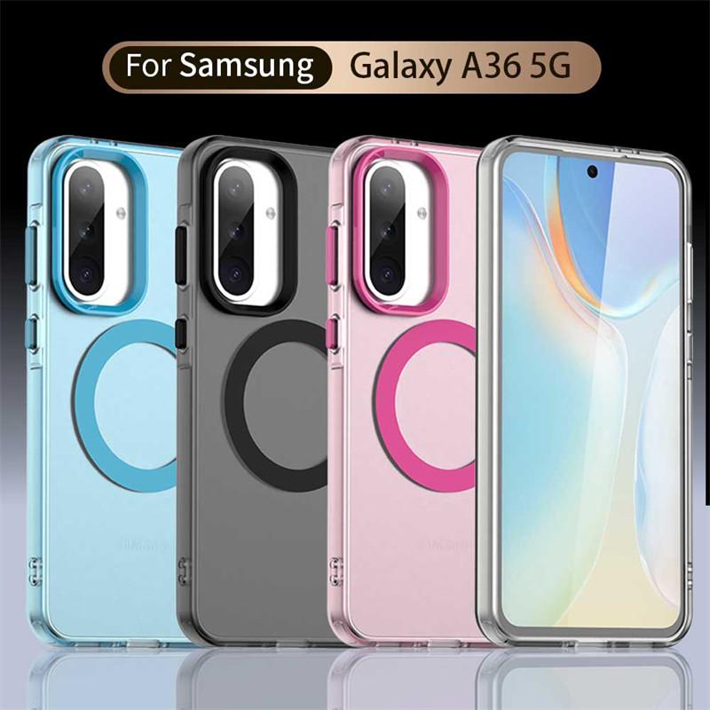 For Samsung Galaxy A36 5G Case Magsafe Wireless Charging Cover Samsung Galaxy A06 A16 A26 A36 A56 5G Matte TPU Phone Case Bumper