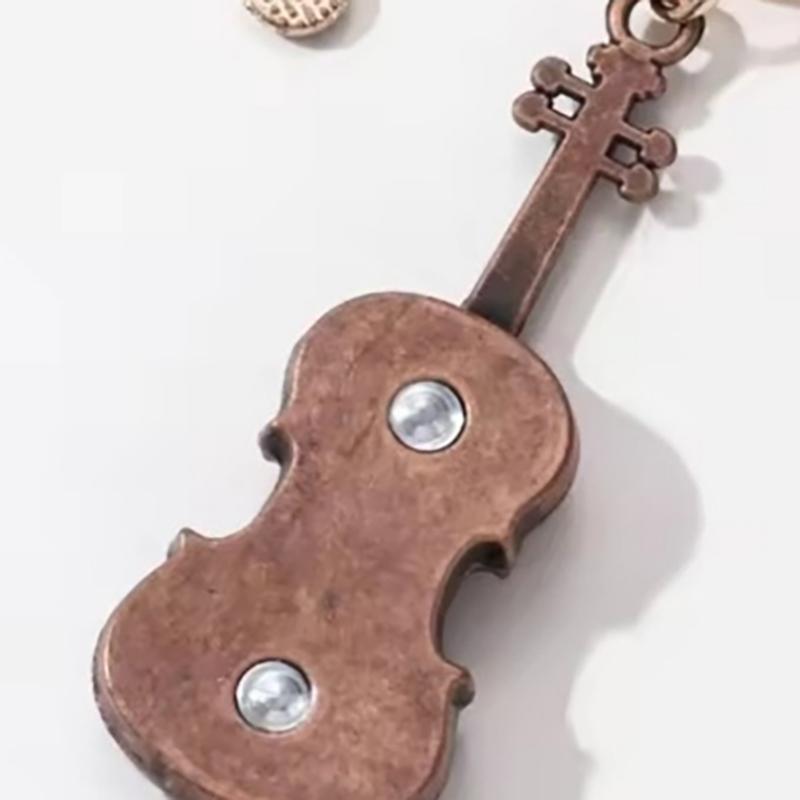 1 Stück Musikinstrument Musik Schlüsselanhänger Klassische Geige Noten Emaille Schlüsselanhänger Gutes Geschenk für Freunde Musiker Handgefertigter Schmuck