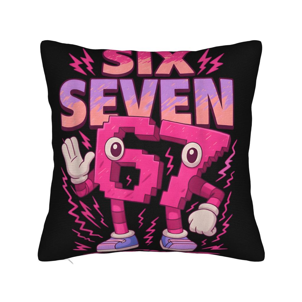 Funny 67 Six Seven Italian Brainrot 6 7 Meme Pillow Case  Design Pillow Cover Retro Trendy Pillowcases For Living Room Sofa