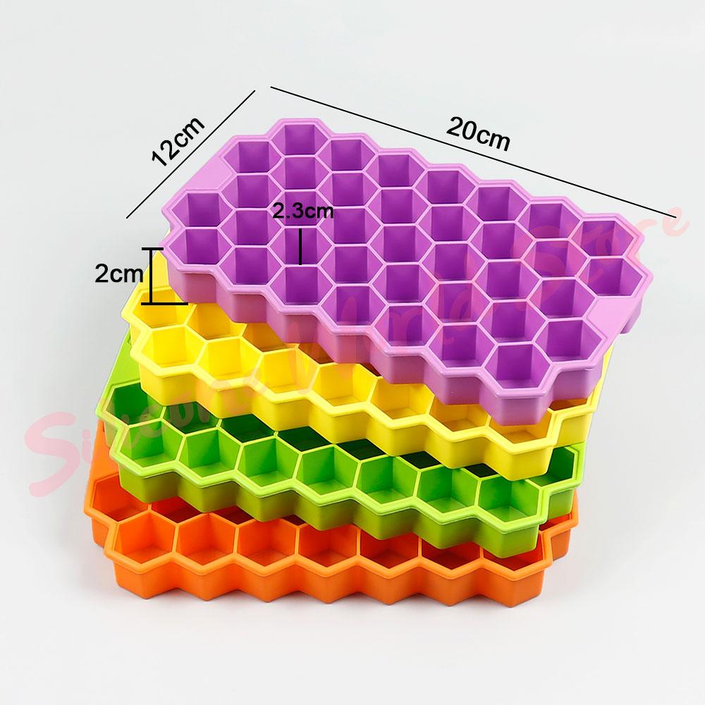Silicone World 37 Grids Honeycomb Ice Cube Silicone Molds Silica Gel Ice Tray DIY Household Ice Making Box With Lid Ice Mold