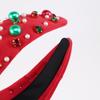 Wide Edge Christmas Hairband Fashion Headwear Rhinestone Knot Headband Hair Jewelry Imitation Pearl Crystal Beads Hair Band