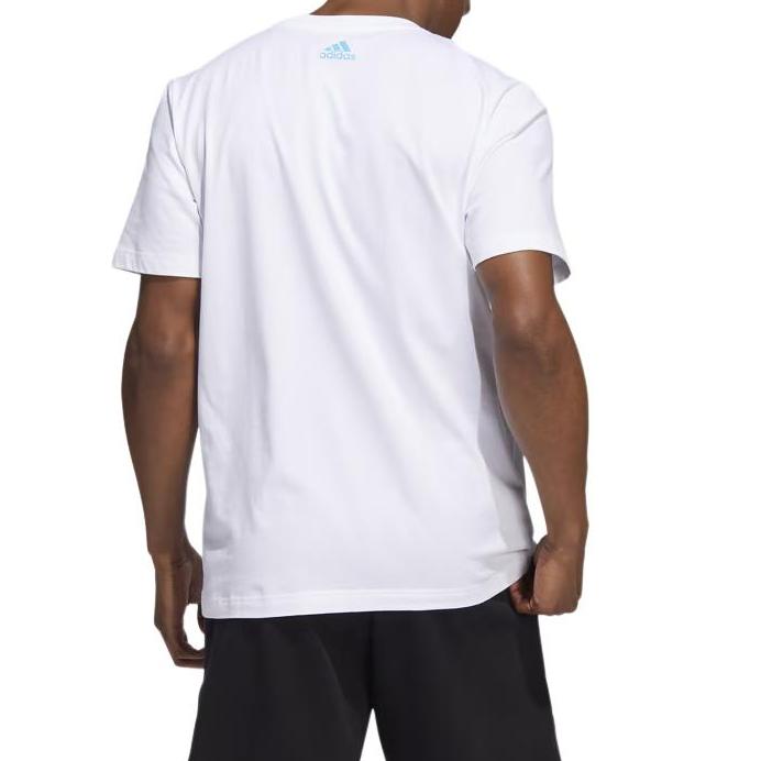 Men's Adidas T Shirts Men's White Crew Neck Moderate Straight Fit