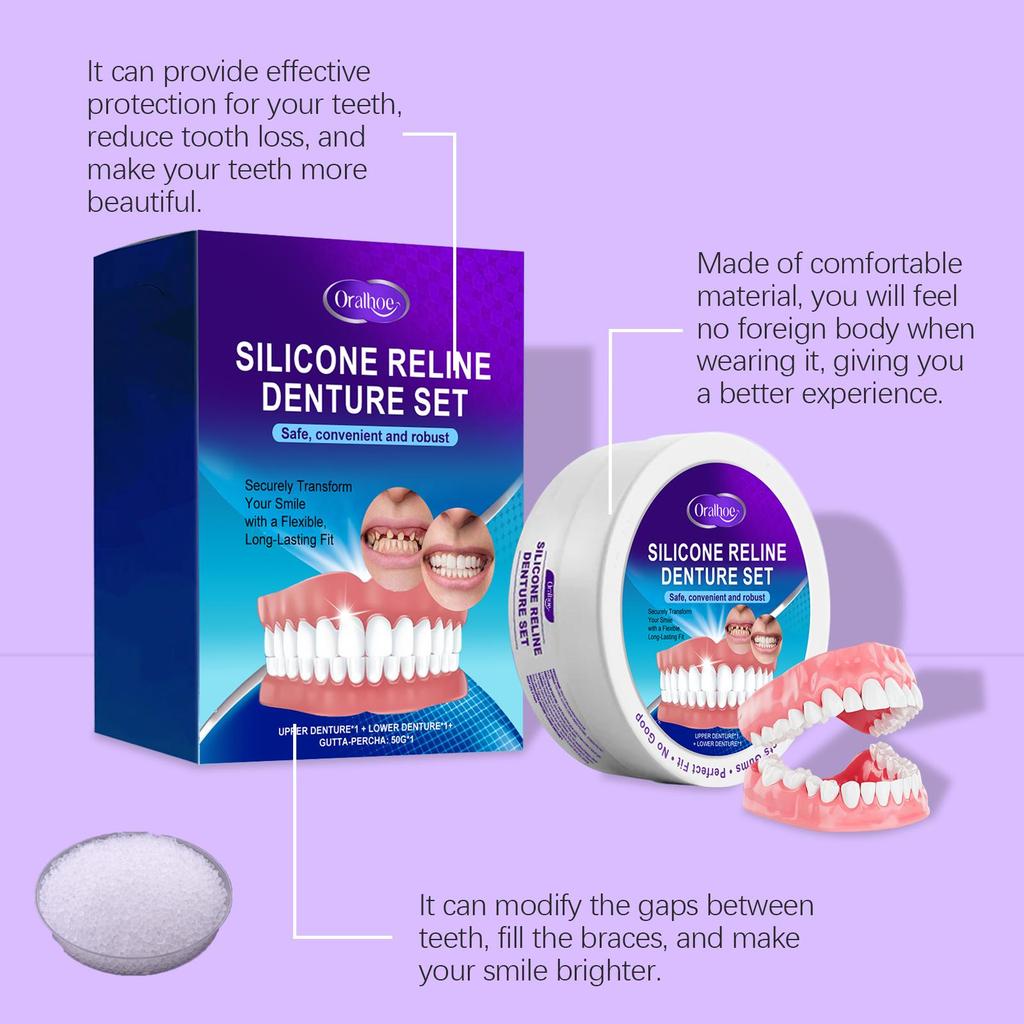 Hot Sale Oralhoe Silicone Dentures Braces Retouching Adjustable False Teeth Filling Cosmetic Temporary Perfect Smile Dental Kit