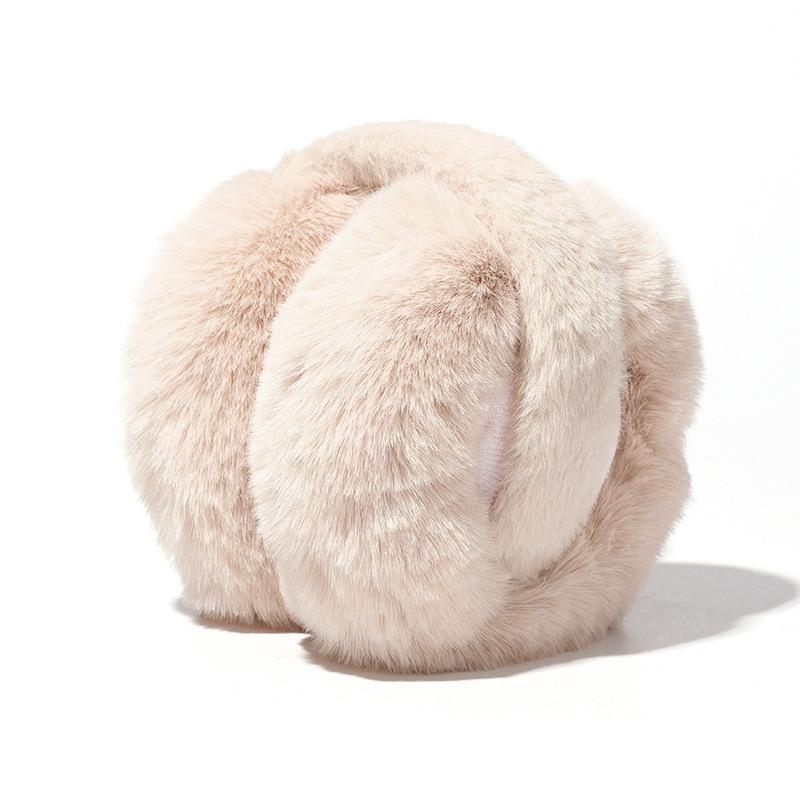 

Складные теплые амбушюры из кроличьей шерсти, противохолодные, согревающие уши, регулируемые, устойчивые к холоду, мужские и женские бежевый