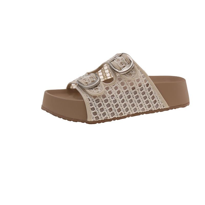 New Retro Woven Women's Shoes Versatile One-strap Beach Slippers