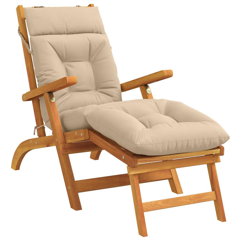 Sun Lounger Cushion VIANEN 100percent Polyester Cream 200 x 50 x 8 cm