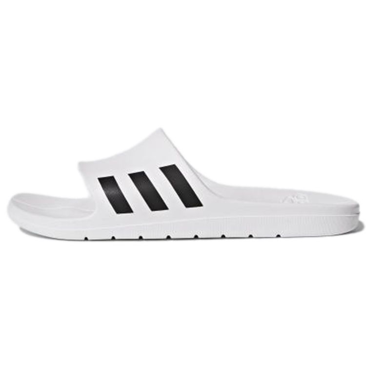 Adidas Cloudfoam Comfortable Rubber Sole Non-Slip Slide Sandals Unisex Footwear White Black CG3538
