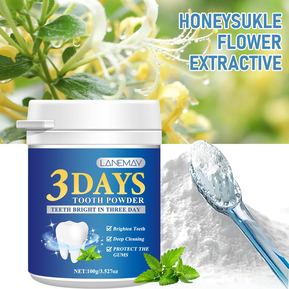 Polvere Dentifricia Sbiancante Pulisce Profondamente le Macchie sui Denti, Rinfresca l'Alito, Sbianca i Denti e Protegge le Gengive. Polvere Dentifricia Sbiancante 100g
