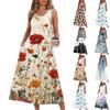 Sleeveless Floral Print Maxi Dress for Women Casual Loose Fit Summer Dresses for Women Uk Ladies Summer Dresses Uk