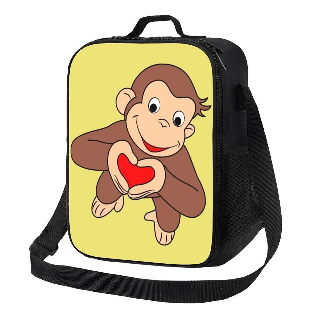 Neugieriger George Manga Isolierte Lunchtaschen für Frauen Wiederverwendbare Kühltasche Thermische Lebensmittel Bento Box Outdoor Camping Reisen
