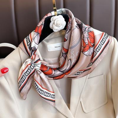 Fashion New Printed Small Square Scarf Women's Silk Scarf Decorative Scarf Autumn and Winter Warm Scarf Dual-purpose Shawl Scarf