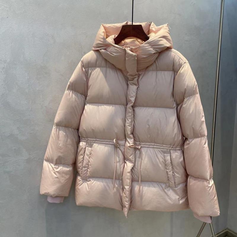 Fashion Winter Hooded Down Coat Women's Thickened Warm  Adjustable Waist Puffer Jacket  Loose Outwear