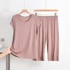 Plus Size Modal Short-Sleeve Pajama Set for Middle-Aged Women - Summer Wear