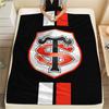 1PC Stade Toulousain Print Flannel Blanket, High Quality All Seasons, Home Decor, Warmth and Comfort, Perfect for Christmas Gifts