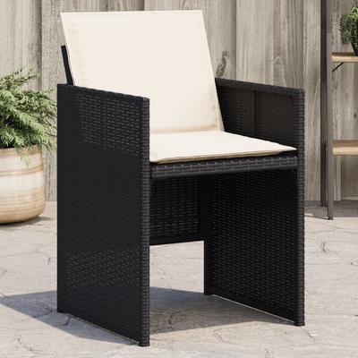 Vidaxl Garden Chairs With Cushions, 4 Pcs, Black, Poly Rattan