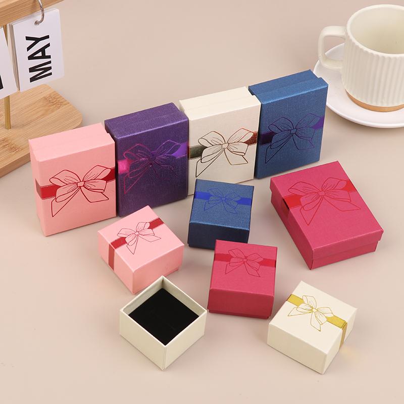 5Pcs Bow Jewelry Box Ring Earrings Bracelets Necklace Organizer Paper Jewelry Gift Packaging Box Wedding Proposal Supplies