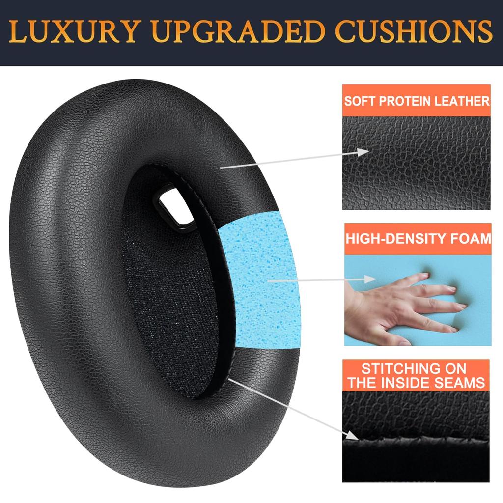 SOULWIT Replacement Ear Pads for Sony WH-1000XM4 (WH1000XM4) Headset - Headphone Pads Compatible, Soft Leather, High-Density Foam, Adds Thickness to E