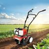 52cc 2-Stroke Gas Tiller, 1900W Cultivator w/ 4 Steel Blades, Handheld Pull-Start Tiller for Garden, Farm, Greenhouse Tilling