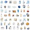 10/30/50pcs Blue Ins Style Cream Art Cartoon Stickers Aesthetic Food Milk Bread Sticker Decorative Phone Diary Kawaii Decals Toy