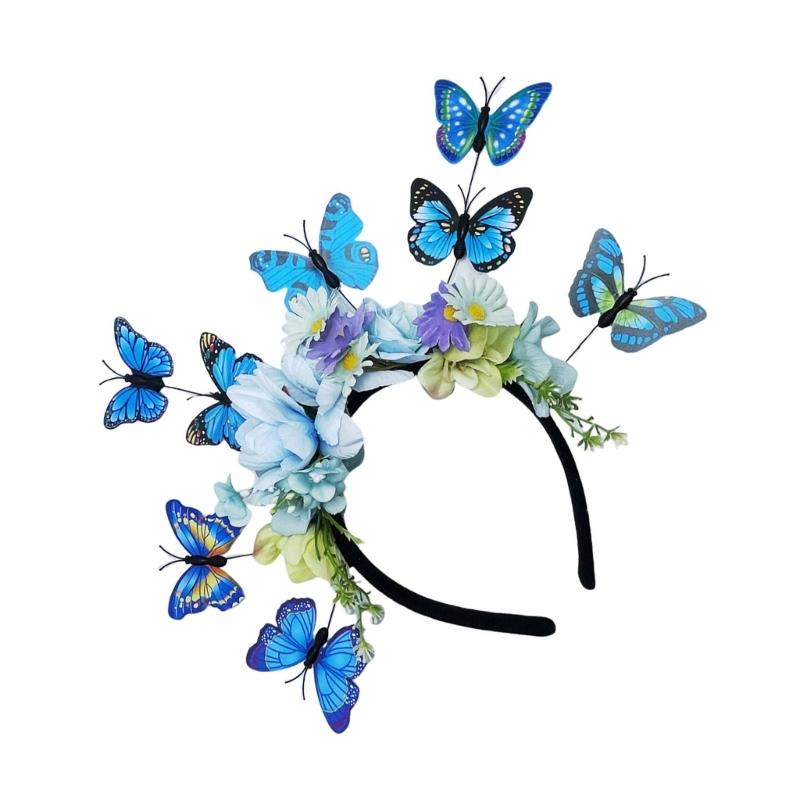 Adjustable 3D Butterfly Crowns Hairband with Bendable Wire For Special Occasion