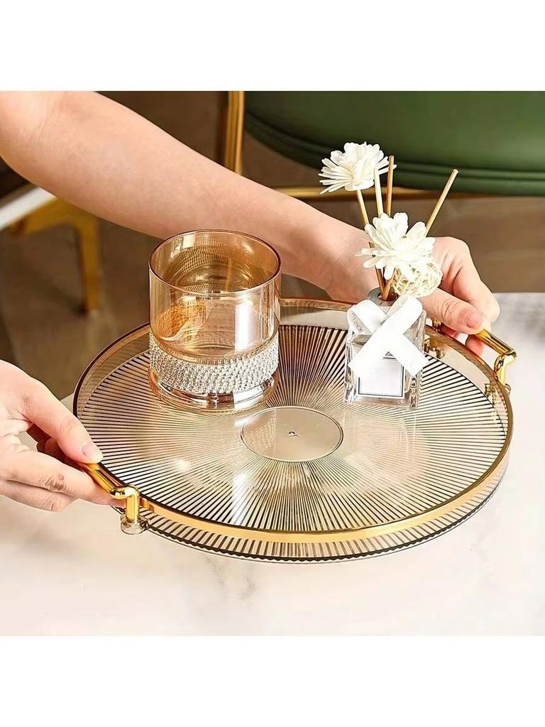 Single Acrylic Serving Platter, Reusable Multi-purpose Tray for Breakfast, Fruits, Cupcakes, Cakes and Snacks, Stylish Decorativ