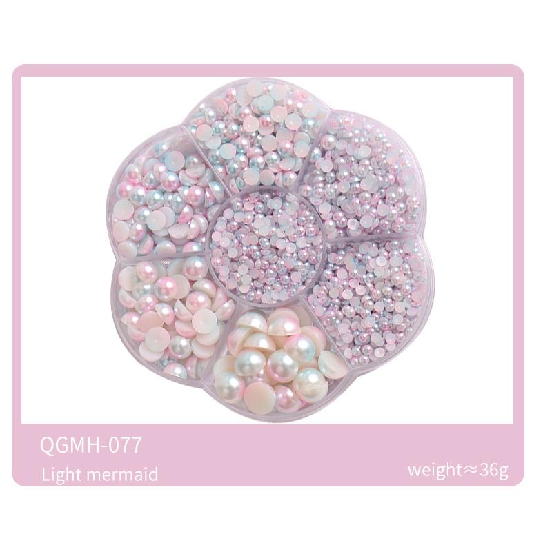 Nail Art Jewelry 7 Grid Plum Blossom Abs Semi-Round Flat Bottom Nail Art Pearl Nail Art Decoration Mixed