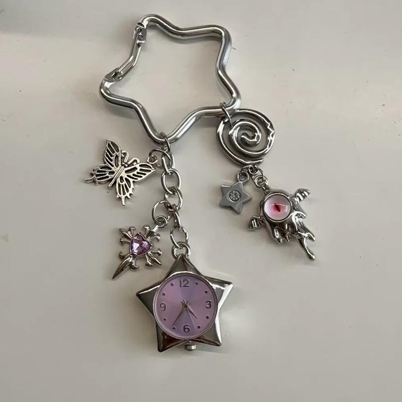 Ретро Звездные Часы Брелок Y2K Карабин Подвеска Парные Шармы для Сумки Подвески Украшения Аксессуары A13