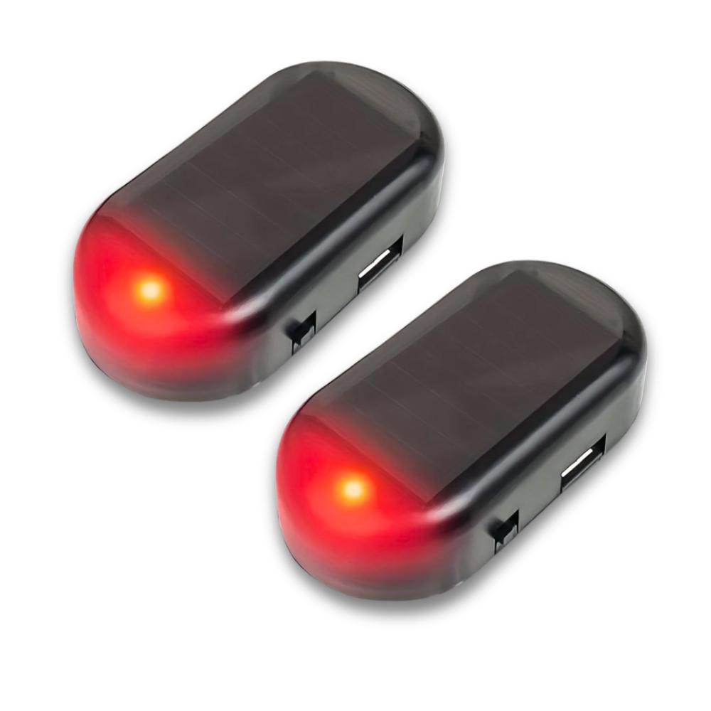 Lumină LED cu alarmă auto alimentată cu energie solară, lumină intermitentă de avertizare antifurt, roșu/albastru