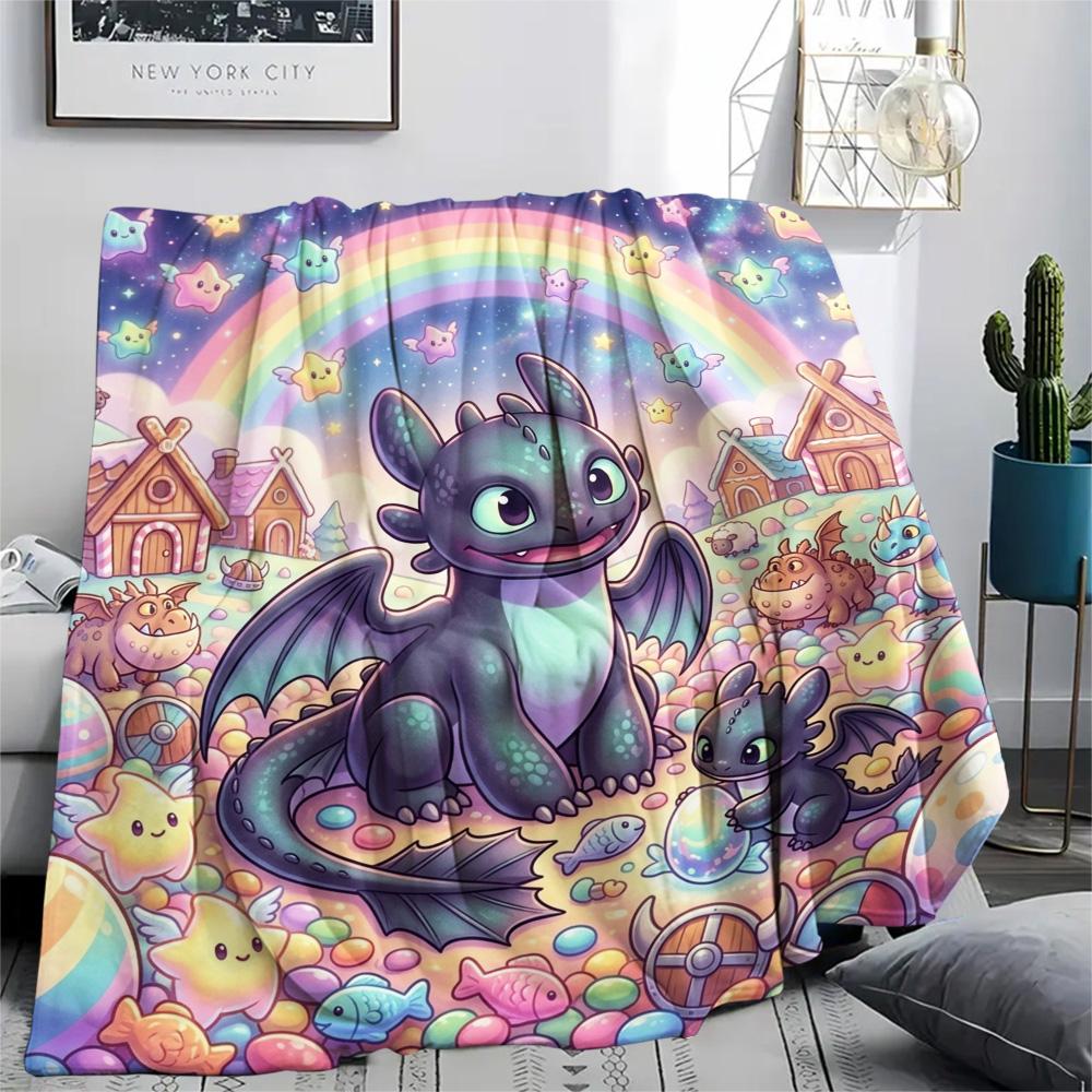 Toothless Night Fury Warm Print Cozy Comfortable Flannel Blanket for Sofa Chair Bed Bedroom Outdoor Picnic.-TING