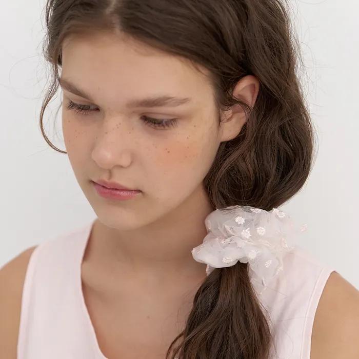 sheer blossom scrunchie - blush pink