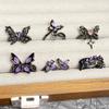 [Butterfly Purple Que] Dark Butterfly Purple Diamond Punk Personality Open Ring Spice Girls Stack Niche Design Rings