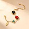Fashion Luxury Ladybug Bracelet: Double-Sided Mother-of-Pearl with Five-Petal Design