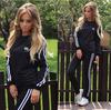 Women's Striped Crew Neck Sweatshirt & Jogger Pants 2 Piece Tracksuit Casual Sport Outfit S-XL