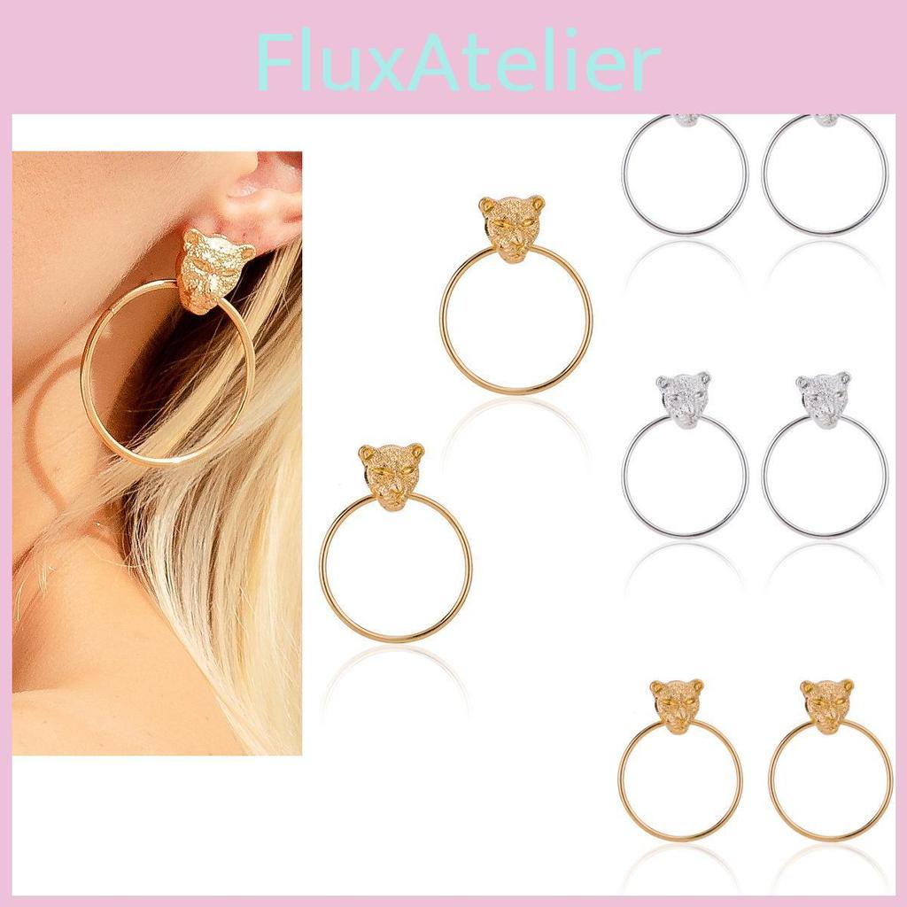 Modische Leopardenkopf Geometrische Legierung Ohrringe Trendiger Metallschmuck für Frauen