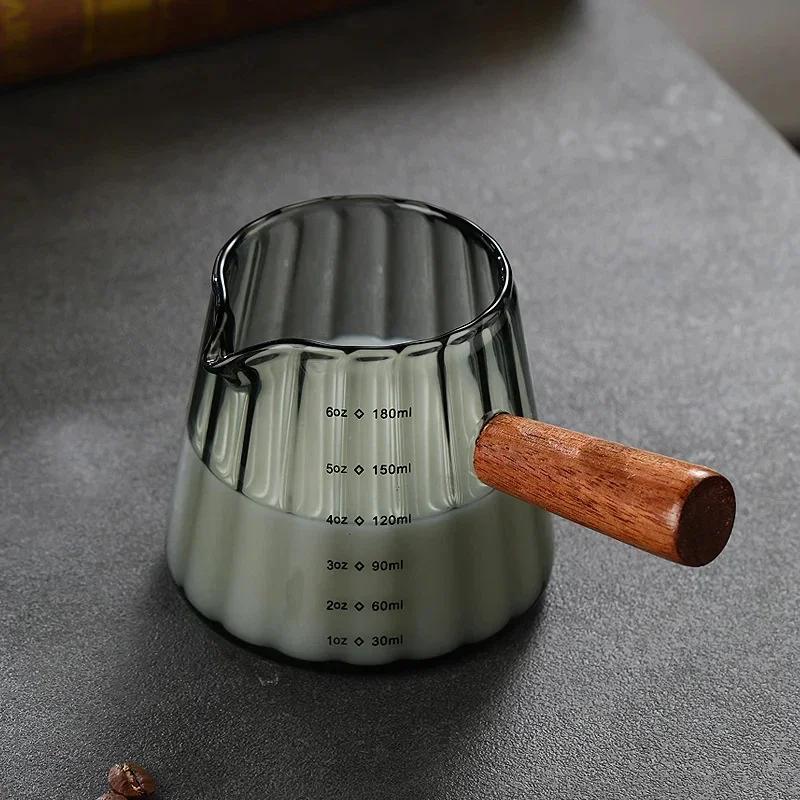 

180ML Glass Measuring Cups with Spout Milk Coffee Borosilicate Glass with Scale V-Shaped Mouth Liquid Frothing Jug Coffeeware