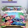 3-teiliges Bettwäsche-Set mit Lilo und Stitch-Aufdruck, Atmungsaktiv und Weich, Maschinenwaschbar, Weihnachtsgeschenk, Geeignet für Schlafzimmerdekoration, 063
