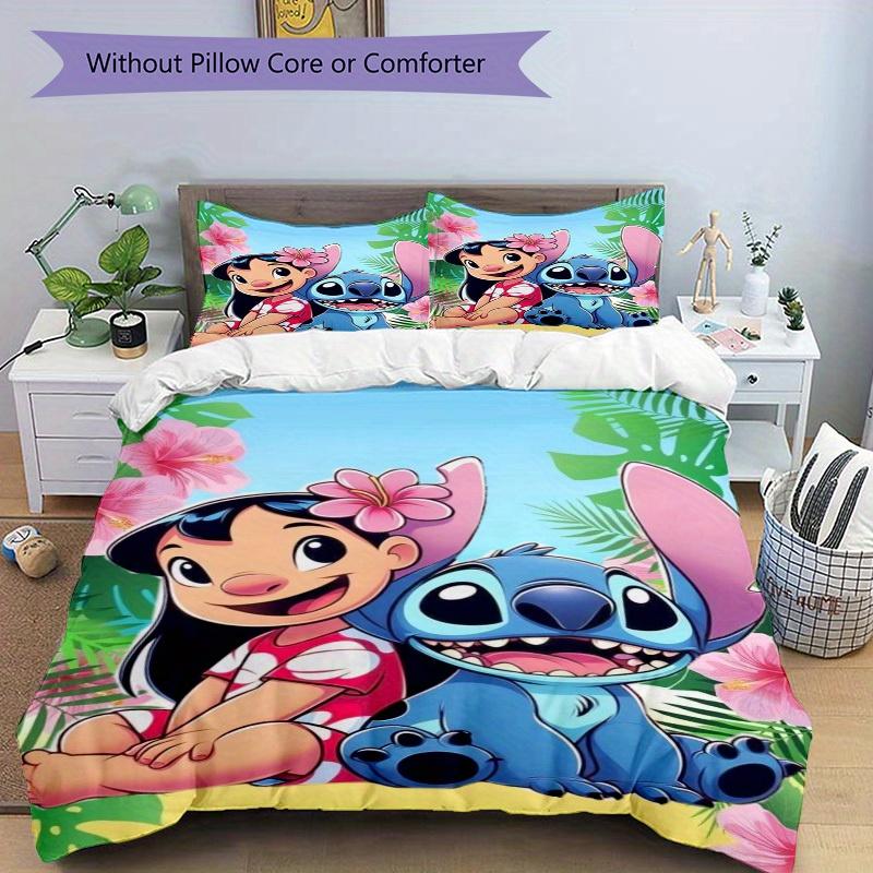 3-teiliges Bettwäsche-Set mit Lilo und Stitch-Aufdruck, Atmungsaktiv und Weich, Maschinenwaschbar, Weihnachtsgeschenk, Geeignet für Schlafzimmerdekoration, 063