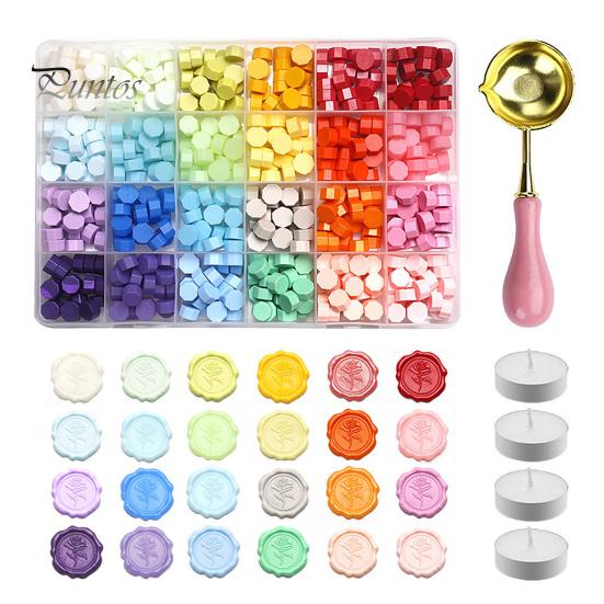 Wax Seal Beads with Candle Kit, Melting Spoon And Candles Set, Tool Stamp for DIY Crafting Wedding Invitations Decorative Sealing