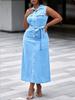 Light Blue Sleeveless Spring Women's Wish Cross-Border Dress