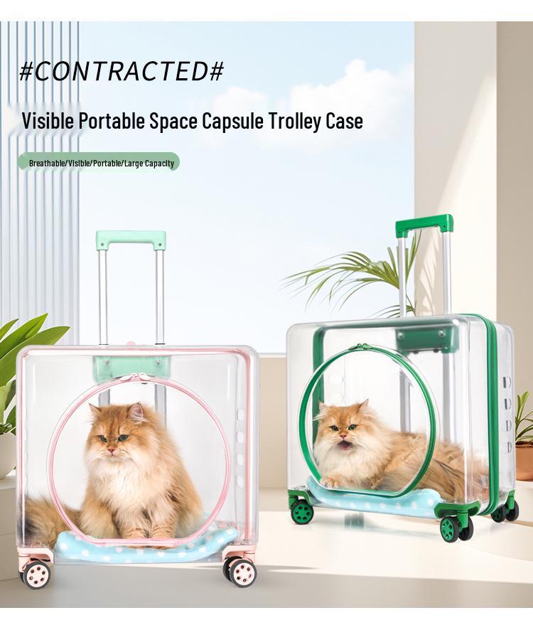 Portable Transparent Pet Travel Suitcase: Breathable, Extra Large for Cats & Dogs