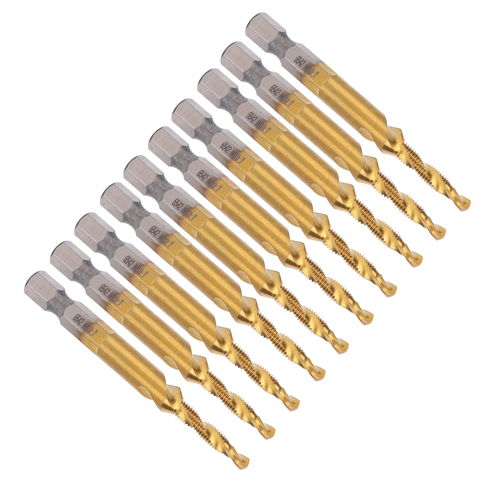 

10pcs M4 HSS Screw Tap Kit High Speed Steel 3.3mm Drill Bits Hex Shank Tapping Tools