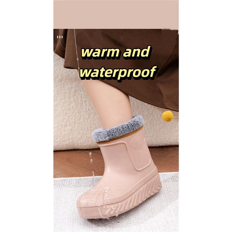 Ladies' Anti Slip Waterproof Warm Cotton Shoes Snow Boots Kitchen Outdoor Car Wash Cold Storage Work Shoes