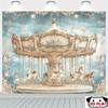 2D Romantic Blue Carousel Photo Booth Background Cloth
