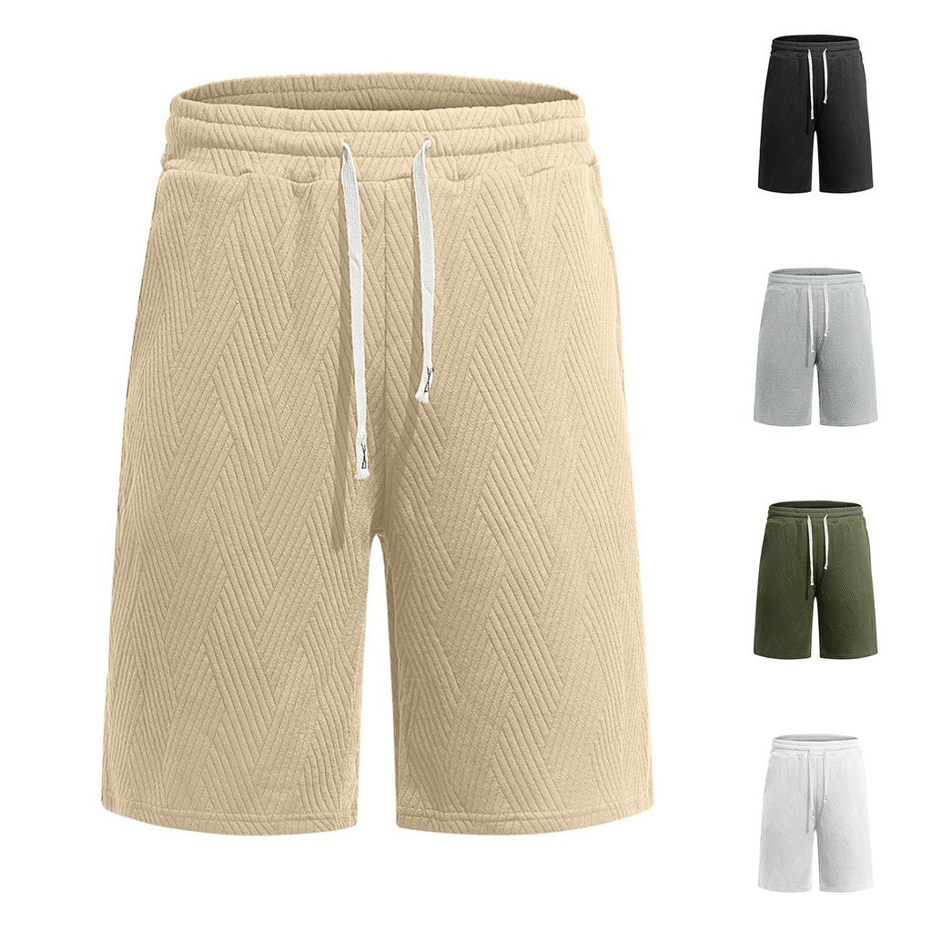 Men's Casual Crinkle Twill Shorts for Summer, Knee-Length Bermuda