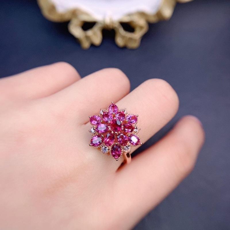 Elegant And Luxurious Stunning Snowflake Rings For Women Pink Gemstones Cluster Engagement Ring Brilliant Wedding Jewelry
